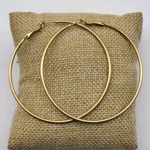 Large Vintage Hoop Earrings Gold Plated Big Bold Club Party Resort Jewelry